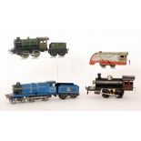 A Chad Valley O gauge 4-4-0 locomotive and tender in blue livery 10138,