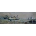 THOMAS BUSH HARDY (1842 -1897) - Numerous sailing vessels in an estuary,