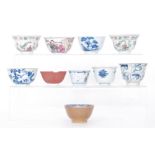 Ten assorted 18th and 19th Century Chinese teabowls of varying form and design to include one