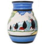 A contemporary Bizarre Craft pottery vase by Rene Dale hand painted in the May Ave pattern after