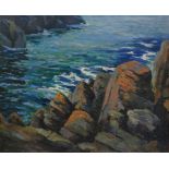 GEORGE TURLAND GOOSEY (1877-1947) - Cornish cliffs, oil on board, signed, framed,
