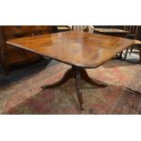 A 19th Century crossbanded and line inlaid tilt top rectangular breakfast table on turned pedestal