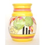 A contemporary Bizarre Craft pottery vase by Rene Dale hand painted in the Apples pattern after