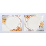 A pair of Clarice Cliff Rhodanthe Biarritz side plates circa 1936 hand painted to the shoulder with