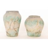Two 1930s/1940s Art Deco Bourne Denby vases, attributed in design to Donald Gilbert,