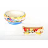 A contemporary Shorter and Sons pottery bowl of footed circular form hand painted by Bizarre Girl