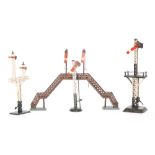 Two Bing single arm O gauge signals,