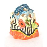 An original Clarice Cliff mushroom glazed flower block later hand painted by Bizarre Girl Rene Dale