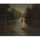 GARSTIN COX (1892-1933) - Moonrise on the Fal River, oil on canvas, signed, signed,