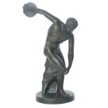 After the antique a bronze of Discobolu on circular base,