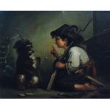 ITALIAN SCHOOL (LATE 19TH CENTURY) - Teaching Toby, oil on board, framed,