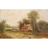 W BATES (LATE 19TH CENTURY) - An old country cottage, oil on canvas, signed, framed,