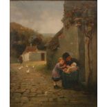 ENGLISH SCHOOL (LATE 19TH CENTURY) - The Young Mother, Normandy, oil on canvas,