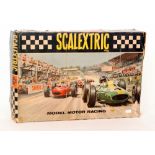 A Scalextric set 50 racing car set with six cars including a red Aston Martin D.B.