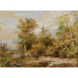 ENGLISH SCHOOL (LATE NINETEENTH CENTURY) - A Wooded Landscape with Pond,