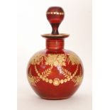 A late 19th Century Continental scent bottle of spherical form with collar neck and everted rim