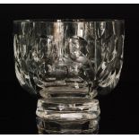 A post war Afors clear crystal glass vase of footed ovoid form cut and polished with vertical