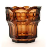 A 1930s Moser glass vase of stepped faceted form,
