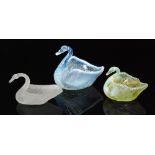 A late 19th Century Burtles, Tate and Co opalescent pressed glass posy vase in the form of a swan,