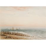 JAMES ORROCK, RI (1829-1913) - Worthing - fishing boats off shore, watercolour, signed,