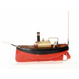 An Ernest Plank spirit fired single funnel boat with oscillating vertical piston and brass boiler,