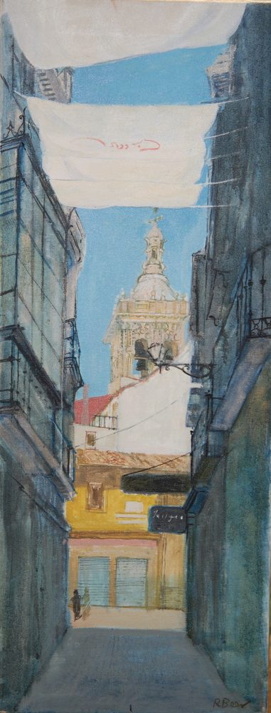 RICHARD BEER (1928 - 2017) - Seville, Spain, oil on canvas,signed, unframed, 91cm x 45cm.