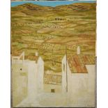 RICHARD BEER (1928 - 2017) - 'A Tuscan landscape with rooftops', oil on canvas, signed, framed,