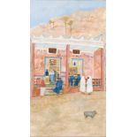 RICHARD BEER (1928 - 2017) - 'A cafe, Morocco', oil on canvas, signed, unframed,