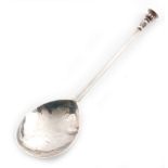 A Charles I provincial silver Seal spoon, fig shaped bowl below faceted tapering stem,