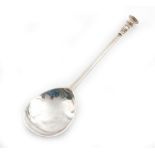 A Charles I provincial silver Seal spoon, fig shaped bowl below a faceted tapering stem,