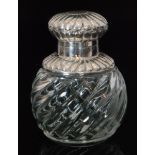 A hallmarked silver and glass globular scent bottle,