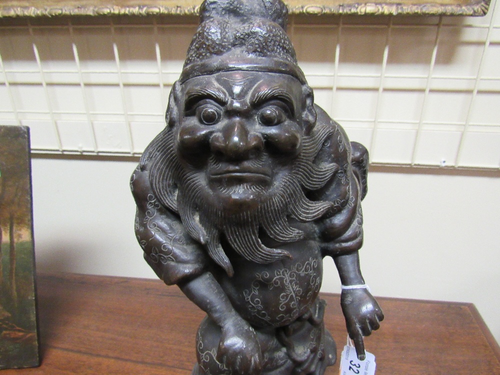 A good 19th Century Japanese bronze Figure of an Immortal in decorated costume, - Image 4 of 15