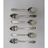 A rare set of 6 George III Provincial Irish silver bright-cut Serving Spoons,