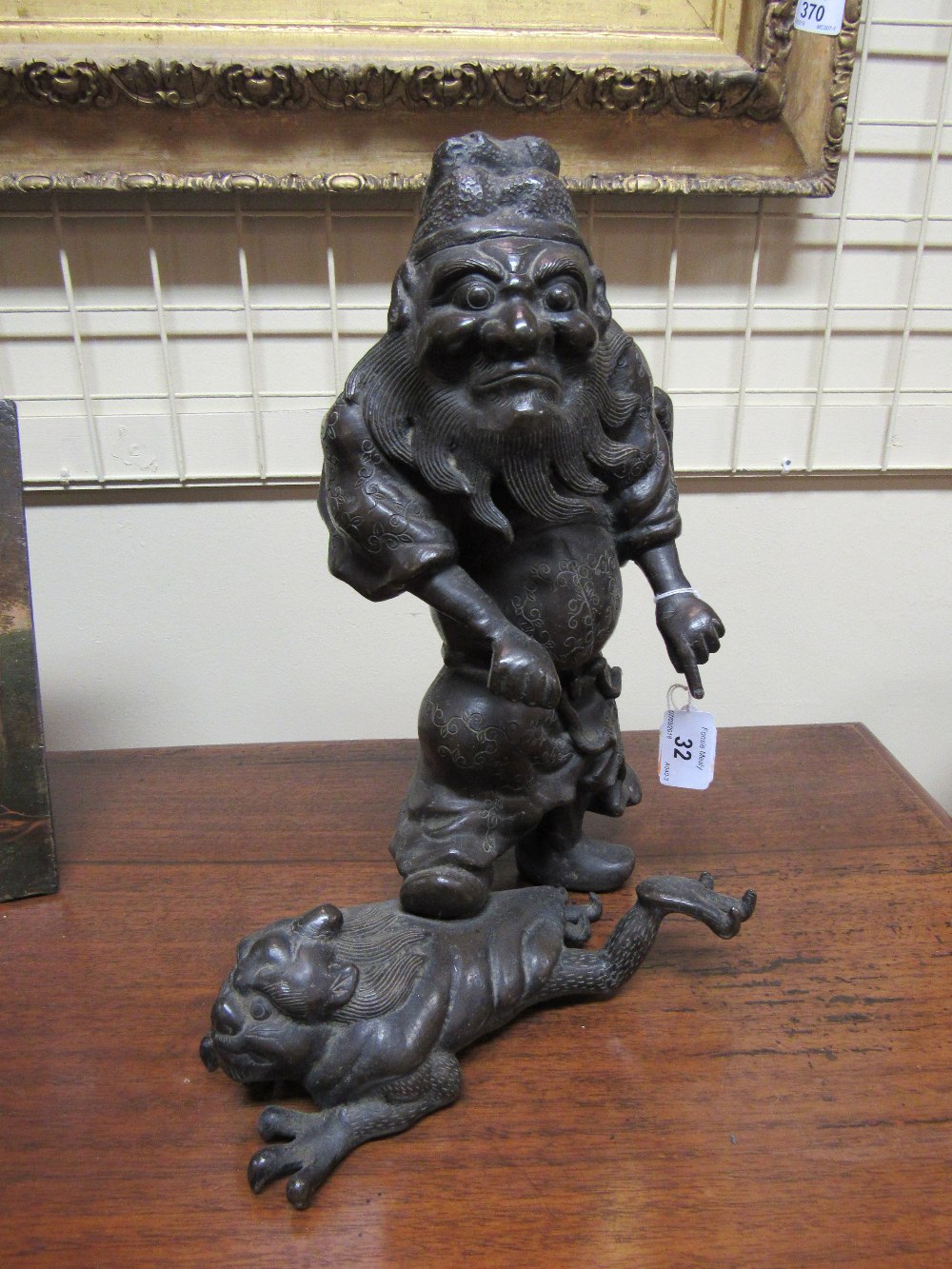 A good 19th Century Japanese bronze Figure of an Immortal in decorated costume, - Image 3 of 15