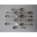 A set of 10 late Victorian fiddle pattern crested Dessert Spoons,