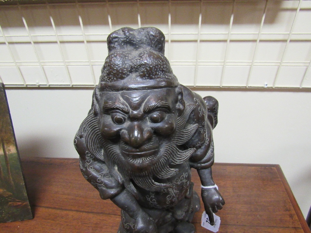 A good 19th Century Japanese bronze Figure of an Immortal in decorated costume, - Image 5 of 15