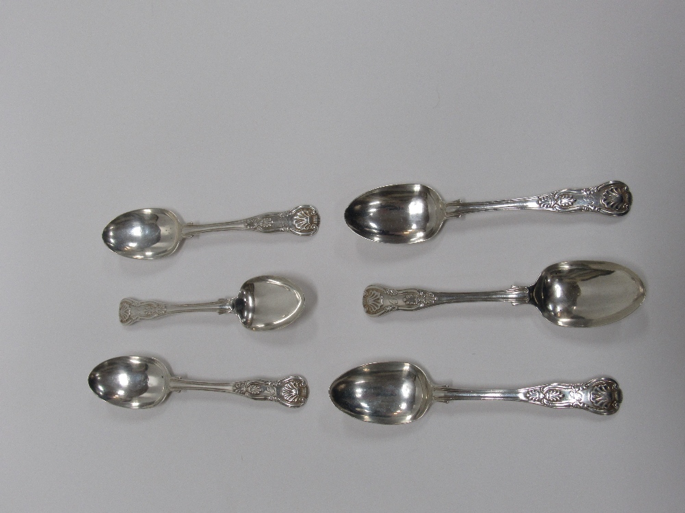 A set of 6 early Victorian Kings Pattern Dessert Spoons, by Robert Williams, Exeter, approx.