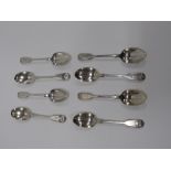 A set of 8 Edwardian shell decorated and crested Dessert Spoons, by Robert Stebbings, London,