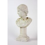 A marble Bust of a Lady after the antique, with ribbon in hair,