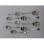 A set of 9 Edwardian heavy silver Serving Spoons, by Walker & Hall, approx. weight 20 ounces. (9).