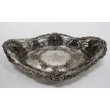 An attractive pierced and decorated oval shaped Silver Tray, with shell design,