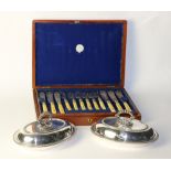 A cased set 12 piece Dinner Service, including forks and knives,