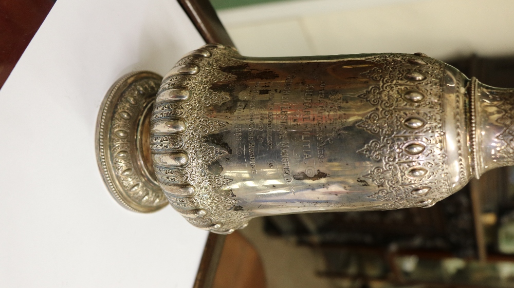 Kildare Militia Mess Silver An attractive tall engraved and embossed silver Claret Jug, - Image 3 of 4