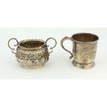 A small Victorian English silver two handled Sugar Bowl,