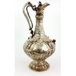 An exceptionally fine mid-Victorian Irish silver Presentation Claret Jug, Dublin c. 1873, by J.S.