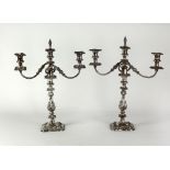 A good quality pair of 19th Century silver plated two branch three light Candelabra,