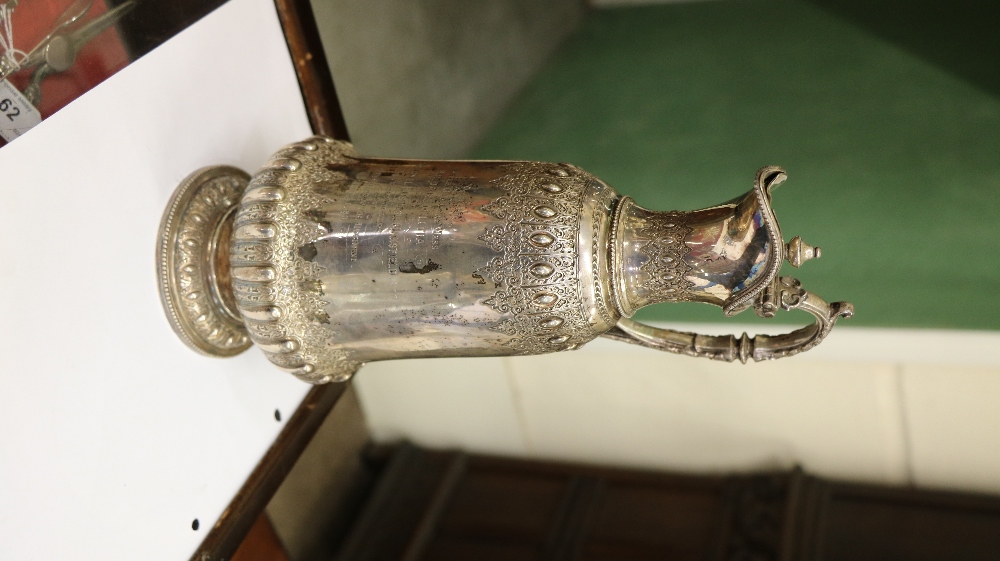 Kildare Militia Mess Silver An attractive tall engraved and embossed silver Claret Jug, - Image 2 of 4