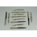 A set of 6 silver Fruit Knives and 6 matching two-prong Forks, Sheffield c.