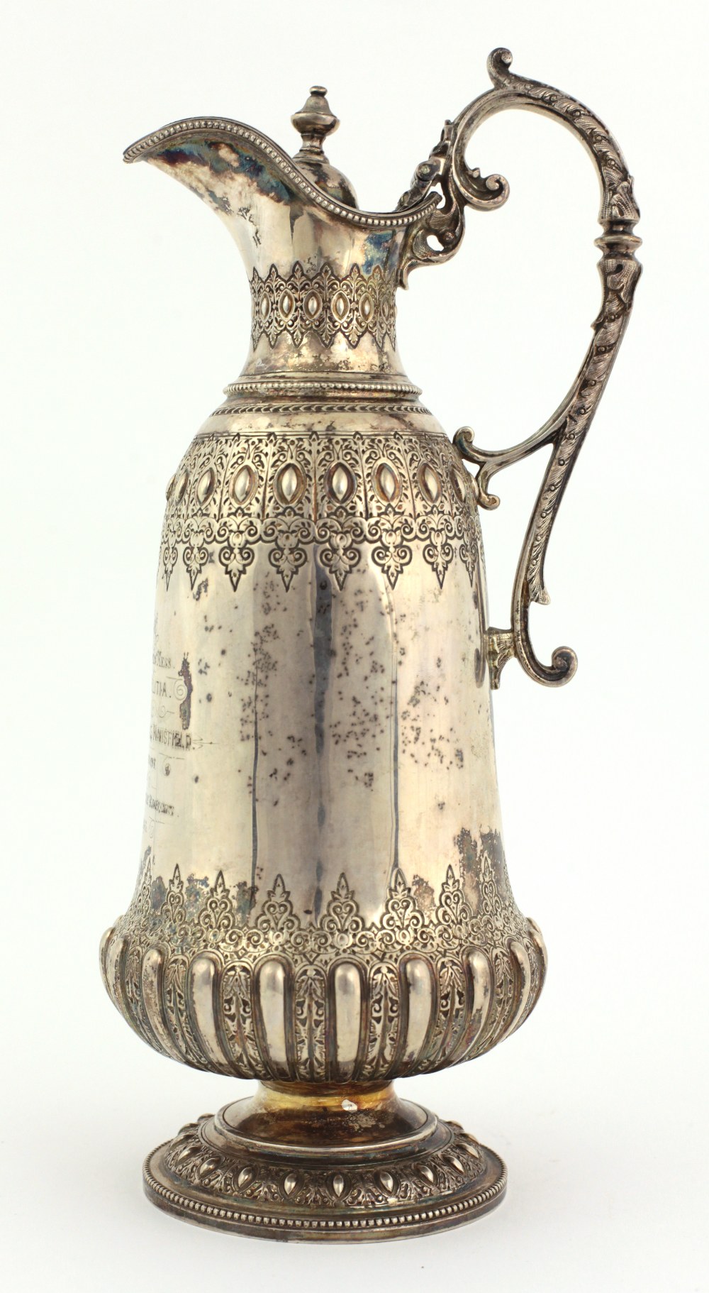 Kildare Militia Mess Silver An attractive tall engraved and embossed silver Claret Jug,