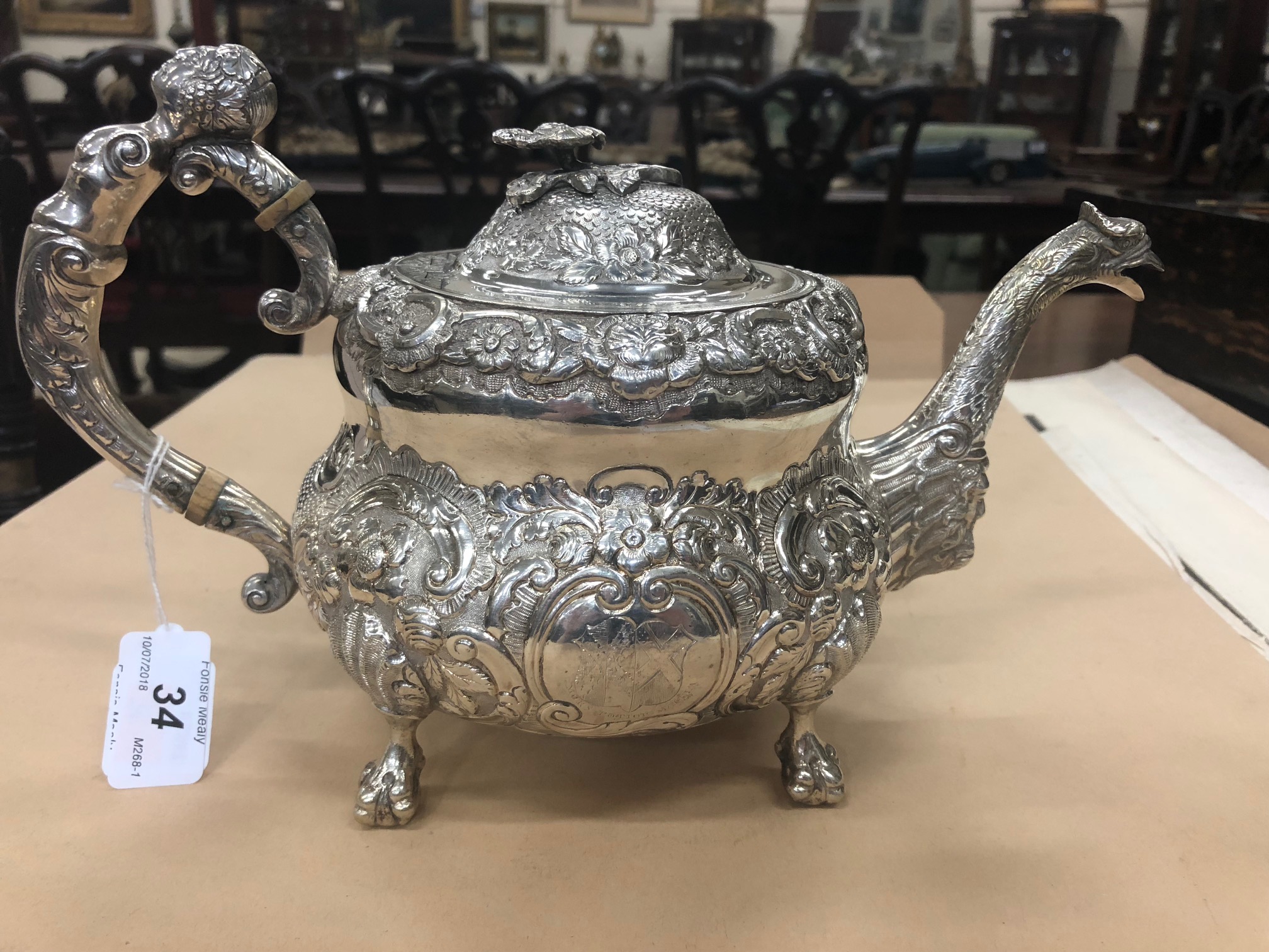 An important heavy late George III Irish silver Teapot, by James Le Bas, Dublin c. - Image 4 of 19